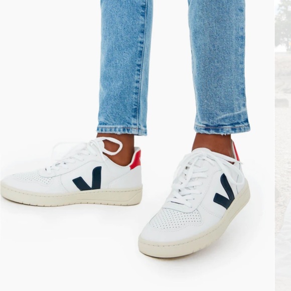 Red, White, Blue Women’s veja White Nautico Pekin V-10 Sneakers 37 6 6.5 - Picture 2 of 7